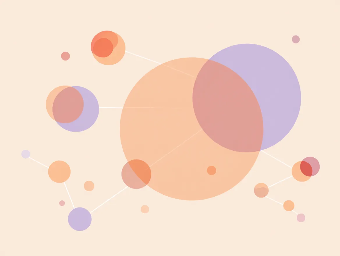 Illustration av mjuka, sammankopplade cirklar som symboliserar små ögonblick av komfort genom dagen